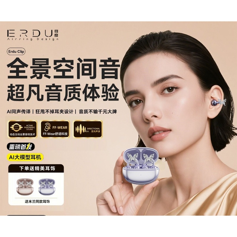 Erdu Ear Clip Wireless Earphon - Noise Cancelling Headphone recension och pris