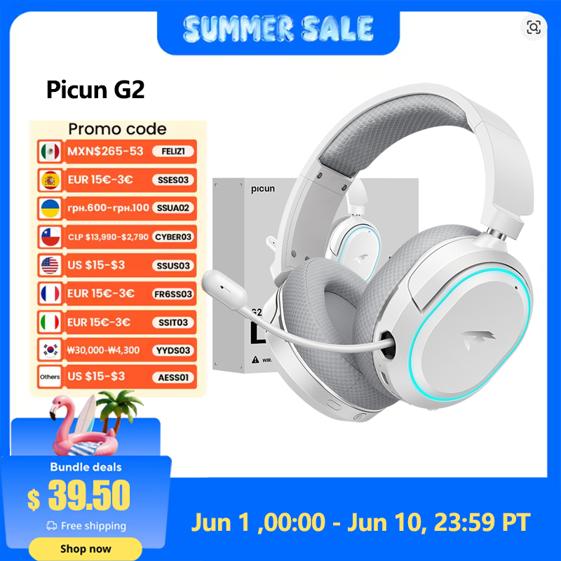 Picun G2 2.4GHz Bluetooth Wire - Gaming Headset Rgb recension och pris
