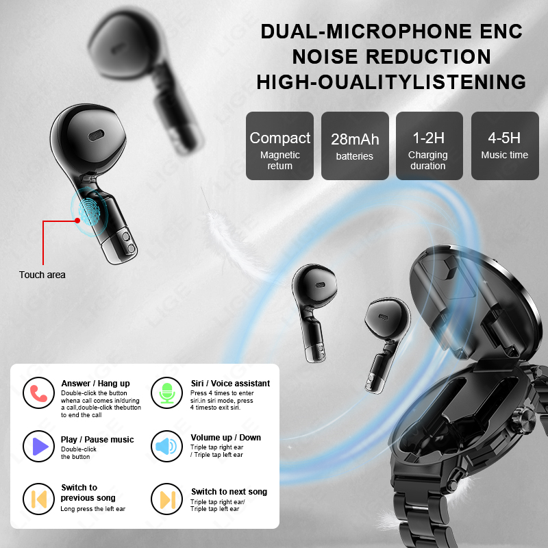 New Men's 2 In 1 Headset Smart - Earbuds Charging Case recension och pris
